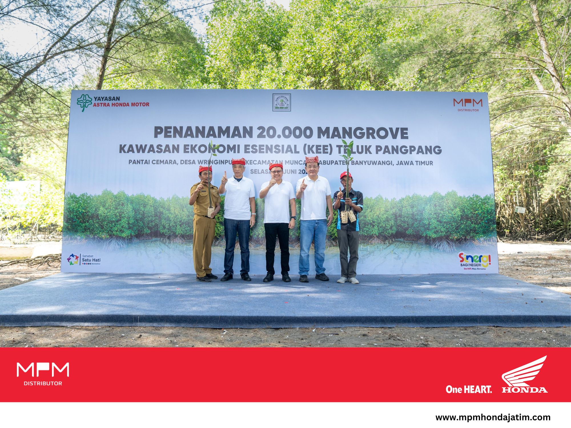 Peringati Hari Lingkungan Hidup Sedunia, Yayasan AHM dan MPM Honda Jatim Tanam Puluhan Ribu Mangrove di Banyuwangi.